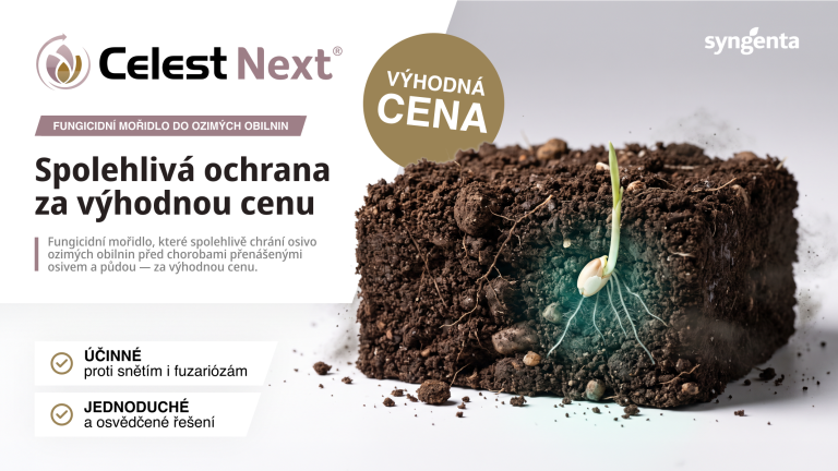 Reklamní banner na ochranu rostlin: půda s klíčkem a text „VÝHODNÁ CENA“