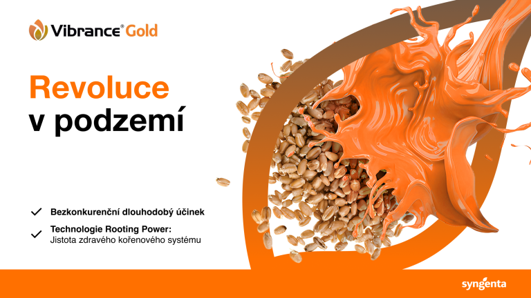 Oranžový plakát Vibrance Gold s textem „Revoluce v podzemí“ a grafickým vrtáním